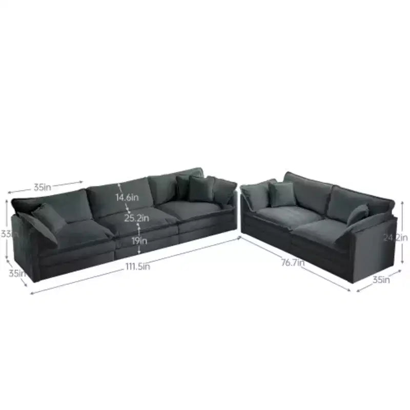 Ensemble canapé moderne pour salon, ensemble de 2 canapés en chenille, ensemble canapé 2+3 places à assise profonde