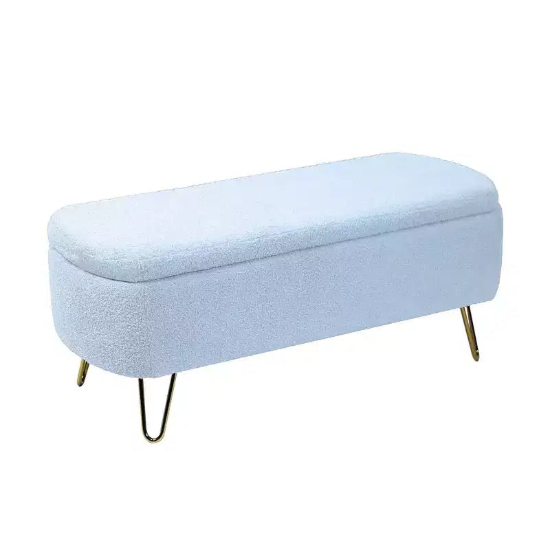 Zeus & Ruta Banc pouf de rangement moderne rembourré pour pied de lit, pieds dorés