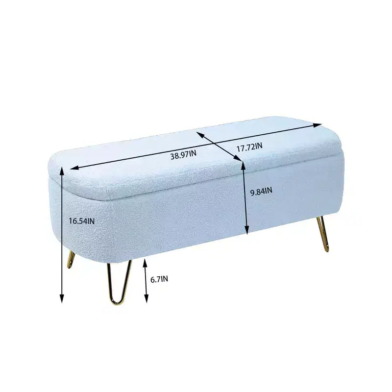 Zeus & Ruta Banc pouf de rangement moderne rembourré pour pied de lit, pieds dorés