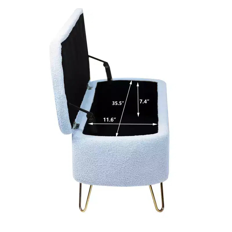 Zeus & Ruta Banc pouf de rangement moderne rembourré pour pied de lit, pieds dorés