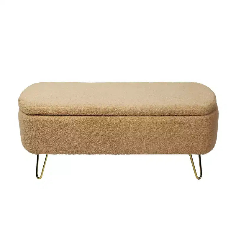 Zeus & Ruta Banc pouf de rangement moderne rembourré pour pied de lit, pieds dorés