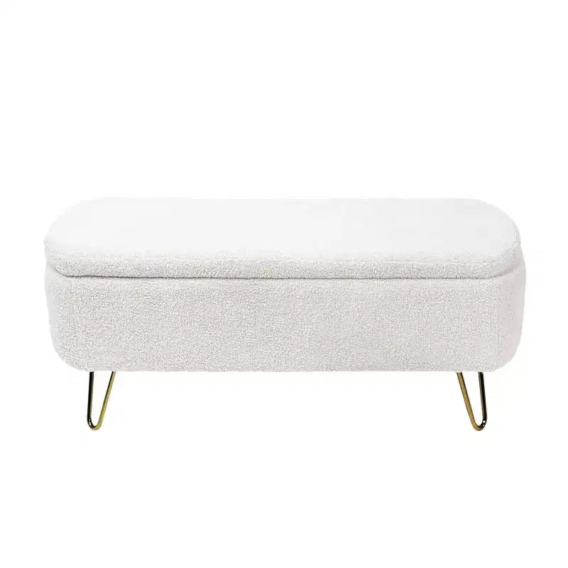 Zeus & Ruta Banc pouf de rangement moderne rembourré pour pied de lit, pieds dorés