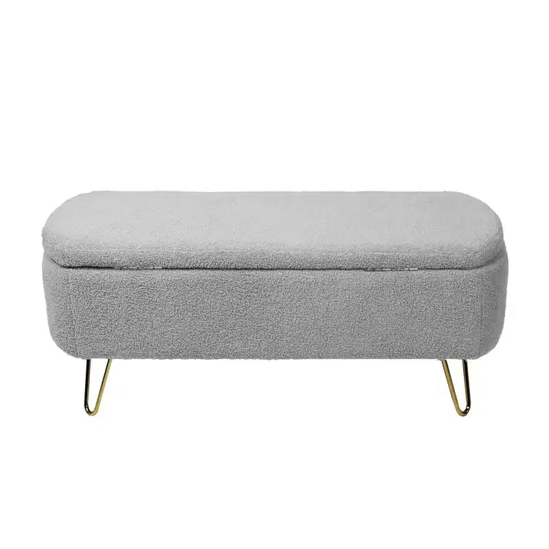 Zeus & Ruta Banc pouf de rangement moderne rembourré pour pied de lit, pieds dorés