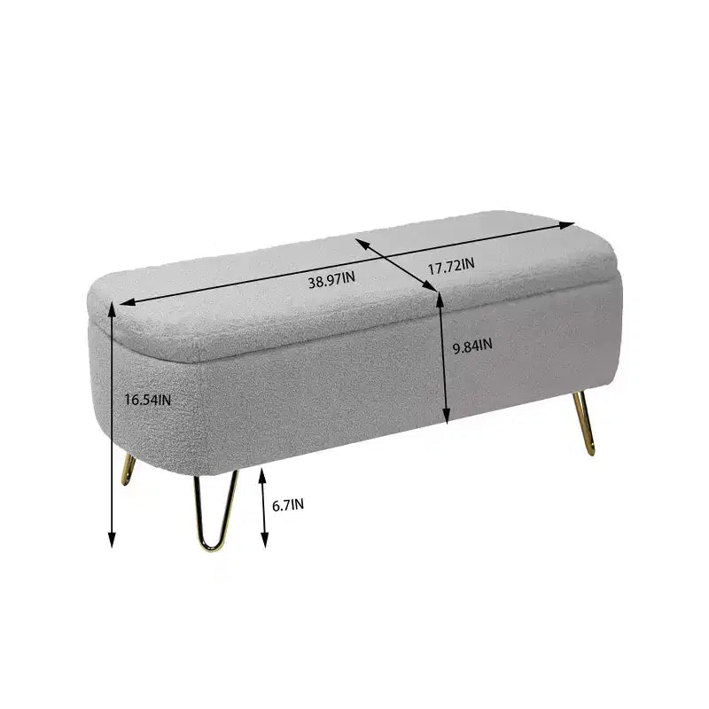 Zeus & Ruta Banc pouf de rangement moderne rembourré pour pied de lit, pieds dorés