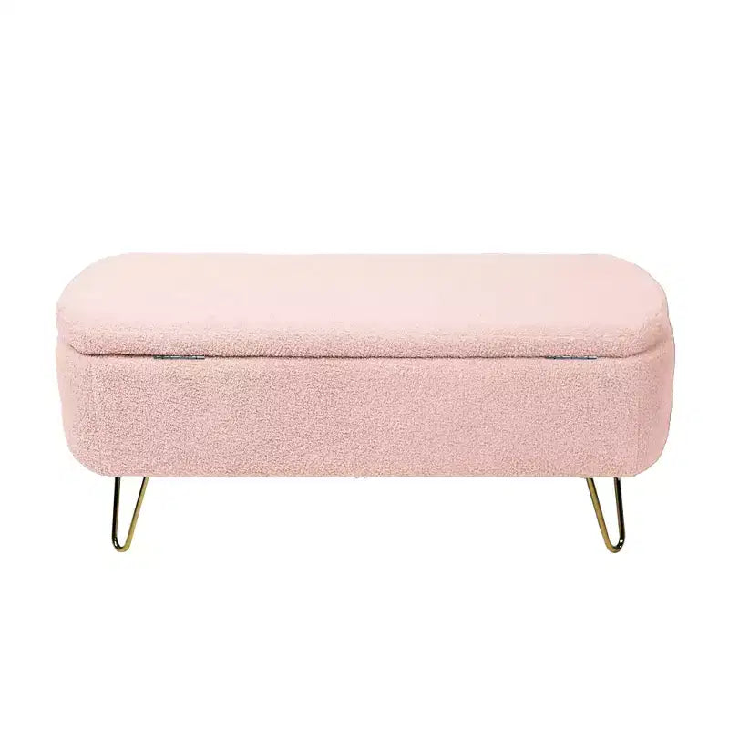 Zeus & Ruta Banc pouf de rangement moderne rembourré pour pied de lit, pieds dorés