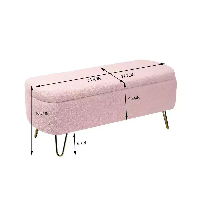 Zeus & Ruta Banc pouf de rangement moderne rembourré pour pied de lit, pieds dorés