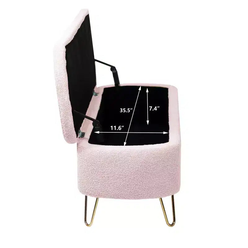 Zeus & Ruta Banc pouf de rangement moderne rembourré pour pied de lit, pieds dorés