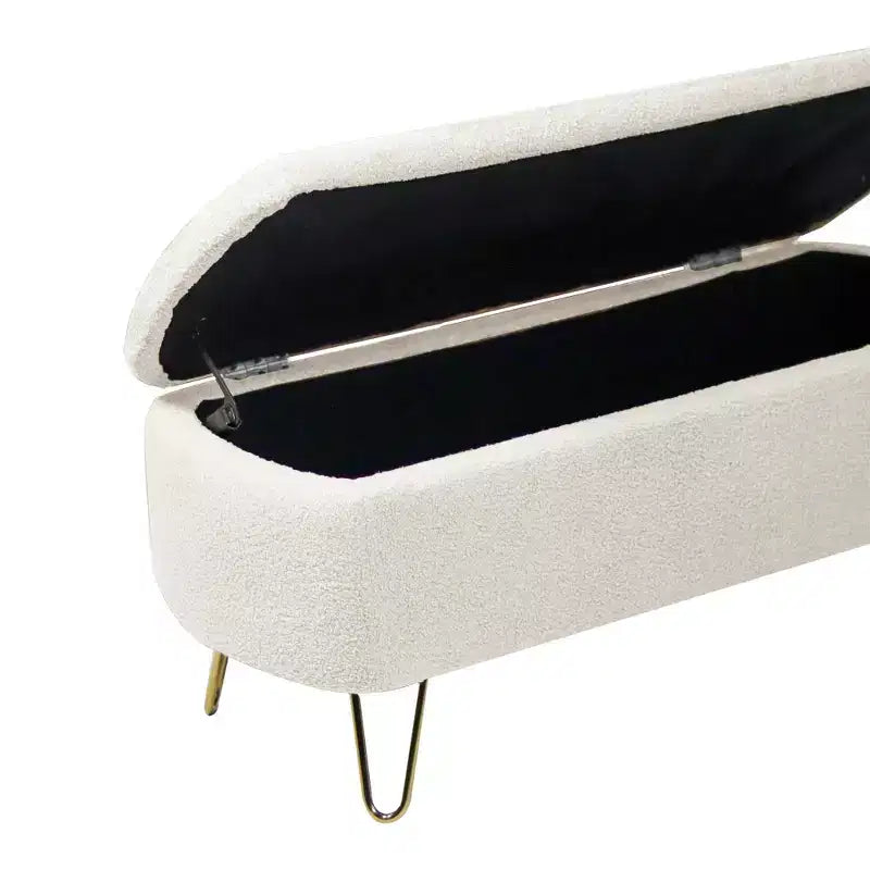 Zeus & Ruta Banc pouf de rangement moderne rembourré pour pied de lit, pieds dorés
