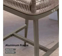 PURPLE LEAF Tabourets de Bar Lot de 2 Chaises Hautes de Bar en Métal avec Dossier Aluminium Moderne Confortables en Rotin Tressé Bohème pour Jardin Piscine Terrasse Extérieur