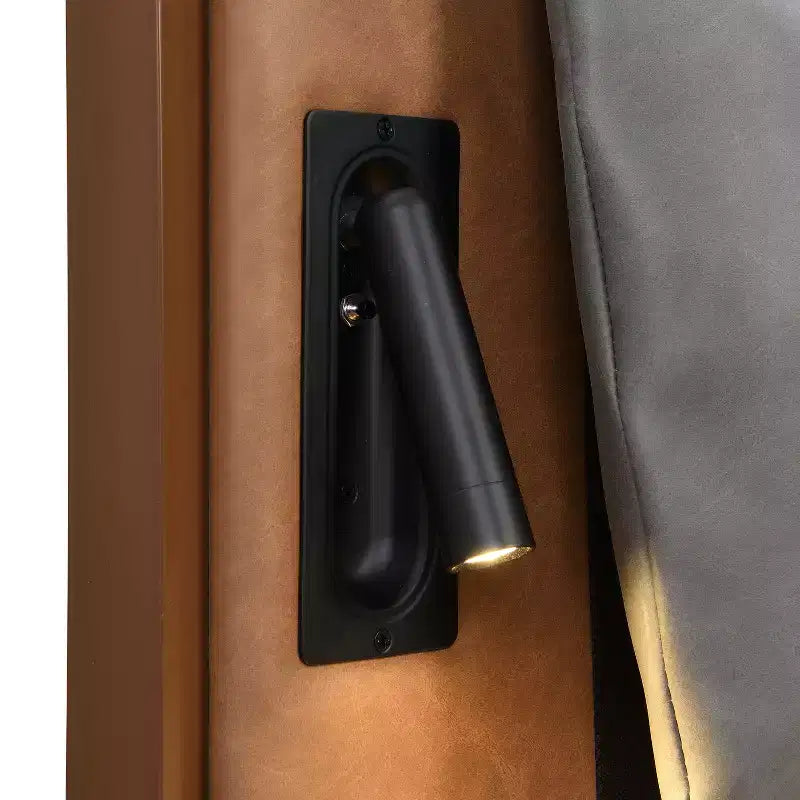 Cadre de lit plateforme en bois taille Full / Queen / King avec tête de lit tapissée en PU et 2 veilleuses, marron + gris - Christopher Knight Home
