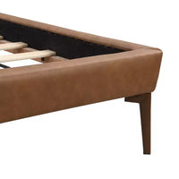 Cadre de lit plateforme en bois taille Full / Queen / King avec tête de lit tapissée en PU et 2 veilleuses, marron + gris - Christopher Knight Home