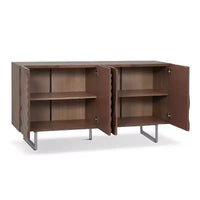 Christopher Knight Home Cheryiie Buffet moderne en bois et métal de 152 cm avec quatre portes ondulées goutte d'eau