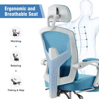 Chaise gaming ergonomique en maille JIONJOY avec repose-pieds - inclinaison 90-135, soutien lombaire et appui-tête réglables