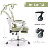 Chaise gaming ergonomique en maille JIONJOY avec repose-pieds - inclinaison 90-135, soutien lombaire et appui-tête réglables