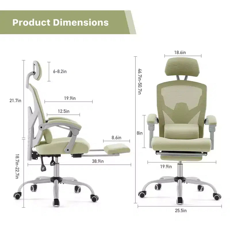 Chaise gaming ergonomique en maille JIONJOY avec repose-pieds - inclinaison 90-135, soutien lombaire et appui-tête réglables