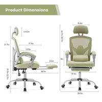 Chaise gaming ergonomique en maille JIONJOY avec repose-pieds - inclinaison 90-135, soutien lombaire et appui-tête réglables