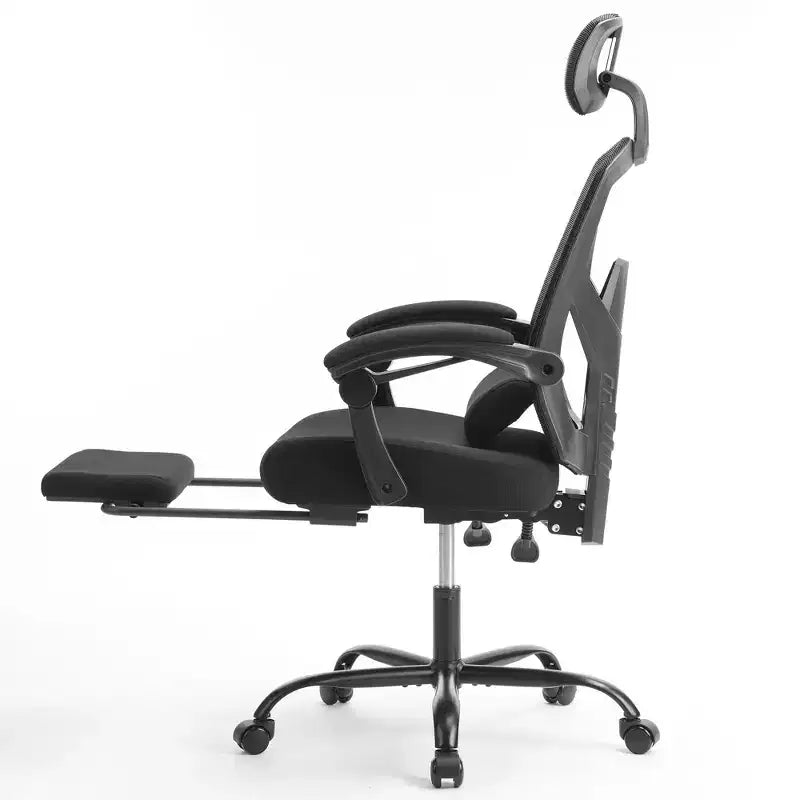 Chaise gaming ergonomique en maille JIONJOY avec repose-pieds - inclinaison 90-135, soutien lombaire et appui-tête réglables