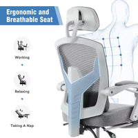 Chaise gaming ergonomique en maille JIONJOY avec repose-pieds - inclinaison 90-135, soutien lombaire et appui-tête réglables