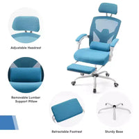 Chaise gaming ergonomique en maille JIONJOY avec repose-pieds - inclinaison 90-135, soutien lombaire et appui-tête réglables