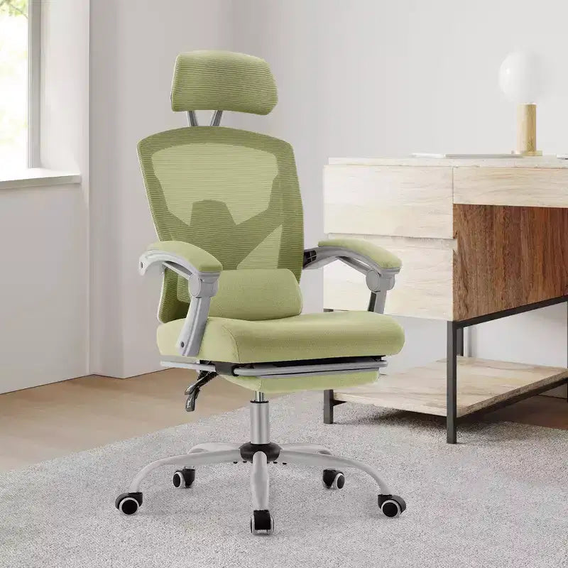 Chaise gaming ergonomique en maille JIONJOY avec repose-pieds - inclinaison 90-135, soutien lombaire et appui-tête réglables