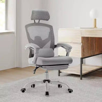 Chaise gaming ergonomique en maille JIONJOY avec repose-pieds - inclinaison 90-135, soutien lombaire et appui-tête réglables
