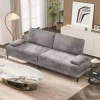 Canapé d'angle ATJafurn 295 cm en velours côtelé gris surdimensionné, 4 places, modulable, sans accoudoirs, avec oreillers amovibles pour le salon