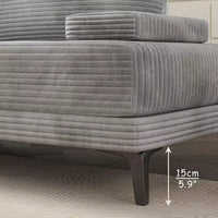Canapé d'angle ATJafurn 295 cm en velours côtelé gris surdimensionné, 4 places, modulable, sans accoudoirs, avec oreillers amovibles pour le salon