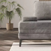 Canapé d'angle ATJafurn 295 cm en velours côtelé gris surdimensionné, 4 places, modulable, sans accoudoirs, avec oreillers amovibles pour le salon