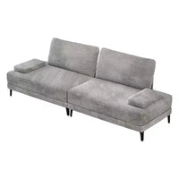 Canapé d'angle ATJafurn 295 cm en velours côtelé gris surdimensionné, 4 places, modulable, sans accoudoirs, avec oreillers amovibles pour le salon