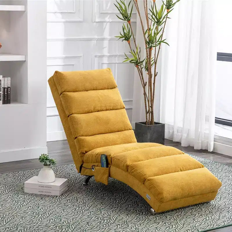 Chaise longue de massage en lin d'intérieur avec télécommande, chaise longue de massage électrique ergonomique avec 5 modes pour bureau