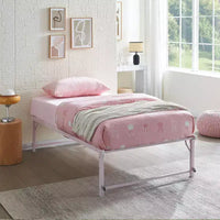 Kings Brand Furniture Lit de jour Twin en métal avec lit gigogne escamotable à roulettes - solution élégante et peu encombrante robuste
