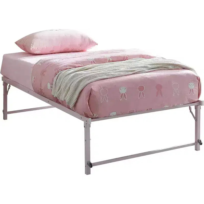 Kings Brand Furniture Lit de jour Twin en métal avec lit gigogne escamotable à roulettes - solution élégante et peu encombrante robuste