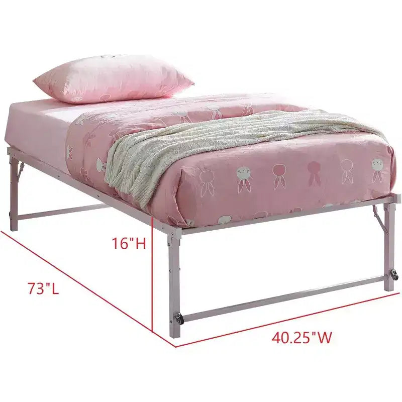 Kings Brand Furniture Lit de jour Twin en métal avec lit gigogne escamotable à roulettes - solution élégante et peu encombrante robuste