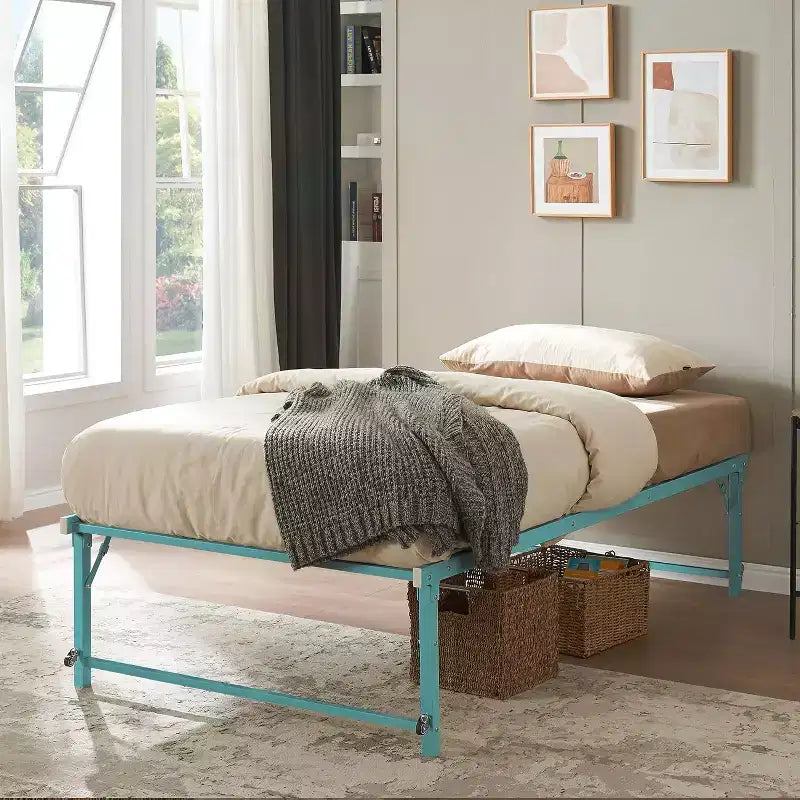 Kings Brand Furniture Lit de jour Twin en métal avec lit gigogne escamotable à roulettes - solution élégante et peu encombrante robuste