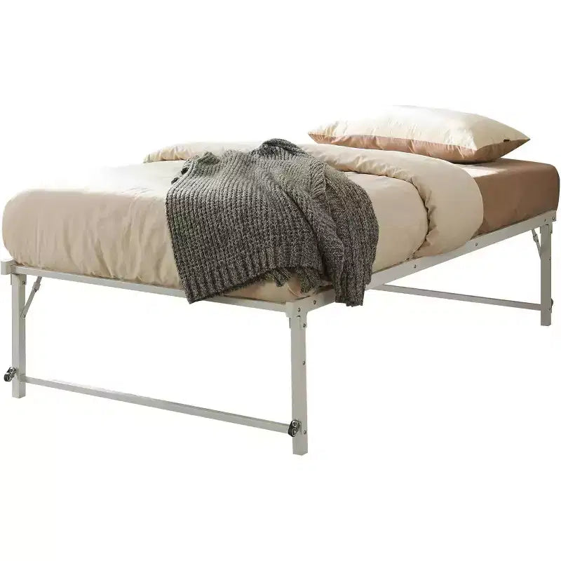 Kings Brand Furniture Lit de jour Twin en métal avec lit gigogne escamotable à roulettes - solution élégante et peu encombrante robuste