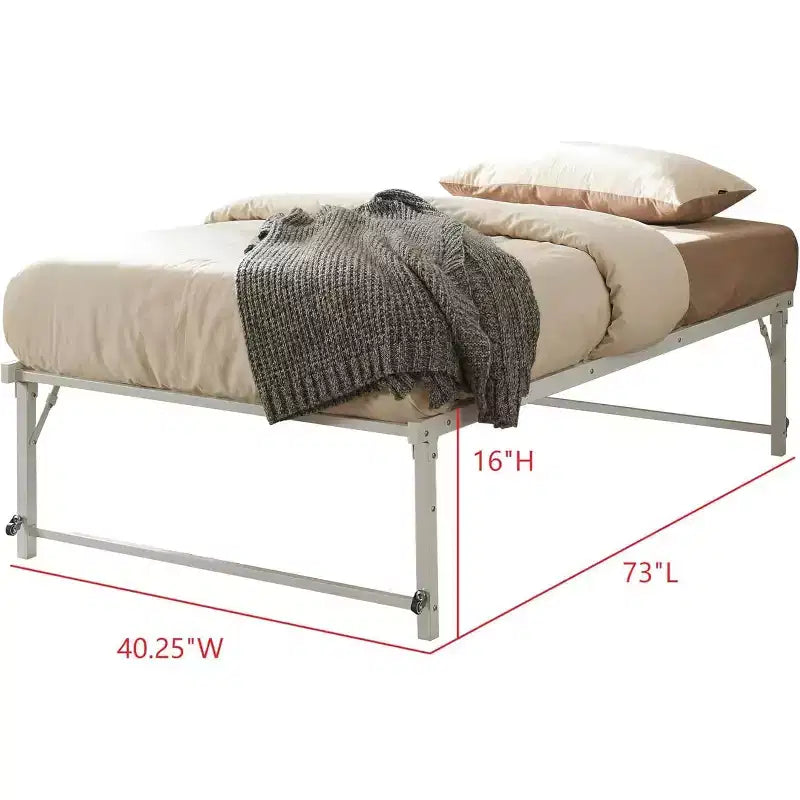 Kings Brand Furniture Lit de jour Twin en métal avec lit gigogne escamotable à roulettes - solution élégante et peu encombrante robuste