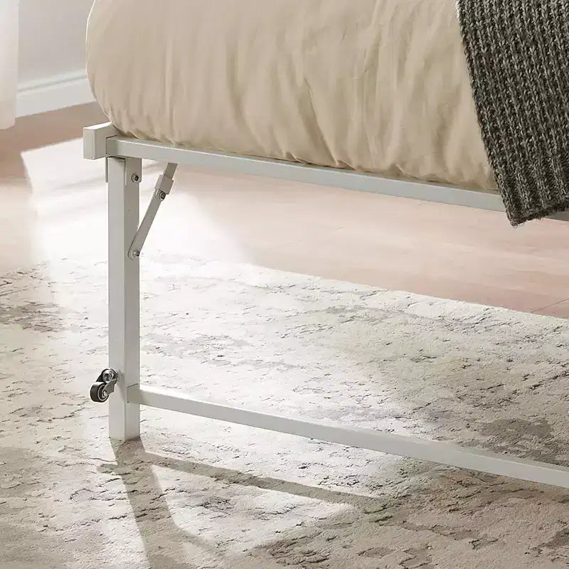 Kings Brand Furniture Lit de jour Twin en métal avec lit gigogne escamotable à roulettes - solution élégante et peu encombrante robuste