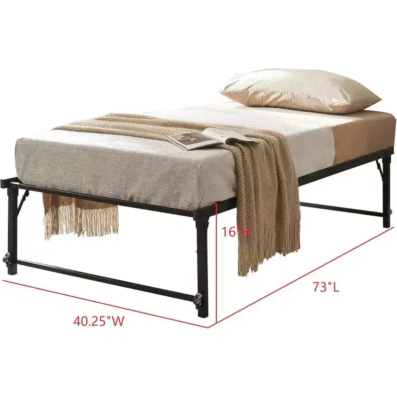 Kings Brand Furniture Lit de jour Twin en métal avec lit gigogne escamotable à roulettes - solution élégante et peu encombrante robuste