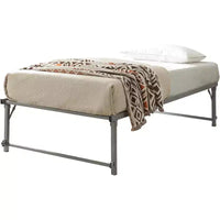 Kings Brand Furniture Lit de jour Twin en métal avec lit gigogne escamotable à roulettes - solution élégante et peu encombrante robuste