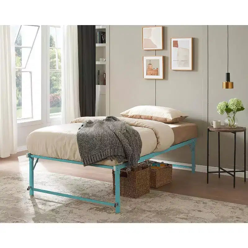 Kings Brand Furniture Lit de jour Twin en métal avec lit gigogne escamotable à roulettes - solution élégante et peu encombrante robuste