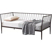 Kings Brand Furniture - Cadre de lit de jour métallique moderne taille Twin avec support de matelas, lit de jour pour salon, chambre, chambre d'amis, bronze