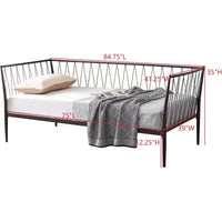 Kings Brand Furniture - Cadre de lit de jour métallique moderne taille Twin avec support de matelas, lit de jour pour salon, chambre, chambre d'amis, bronze