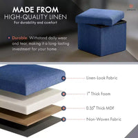 Ornavo Home Pouf de rangement pliable carré de 30,5 cm