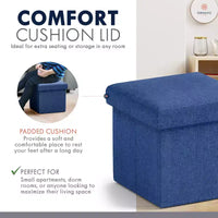 Ornavo Home Pouf de rangement pliable carré de 30,5 cm