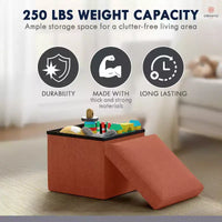 Ornavo Home Pouf de rangement pliable carré de 30,5 cm