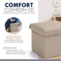 Ornavo Home Pouf de rangement pliable carré de 30,5 cm