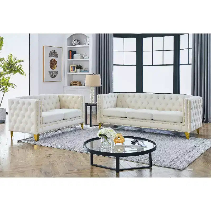 Ensemble canapé en velours 3 places et 2 places Elegant Living Spaces