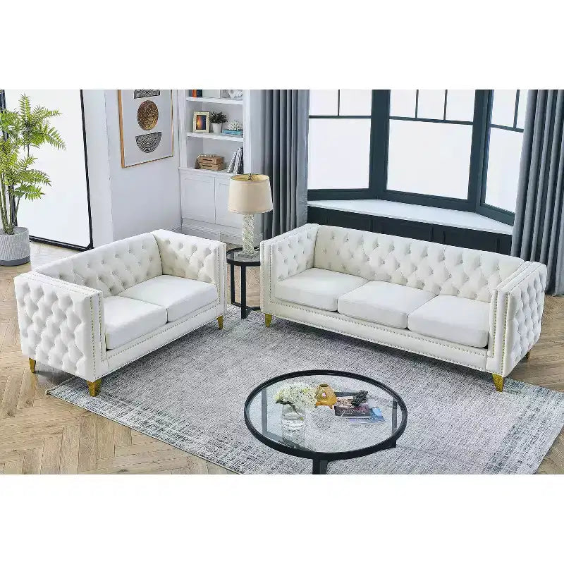 Ensemble canapé en velours 3 places et 2 places Elegant Living Spaces