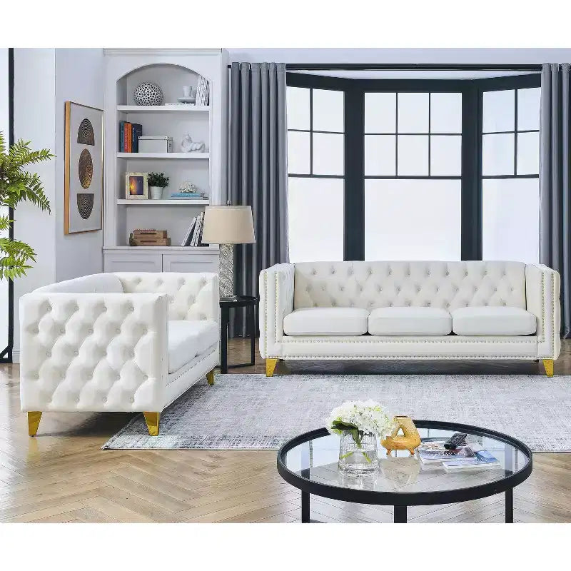 Ensemble canapé en velours 3 places et 2 places Elegant Living Spaces
