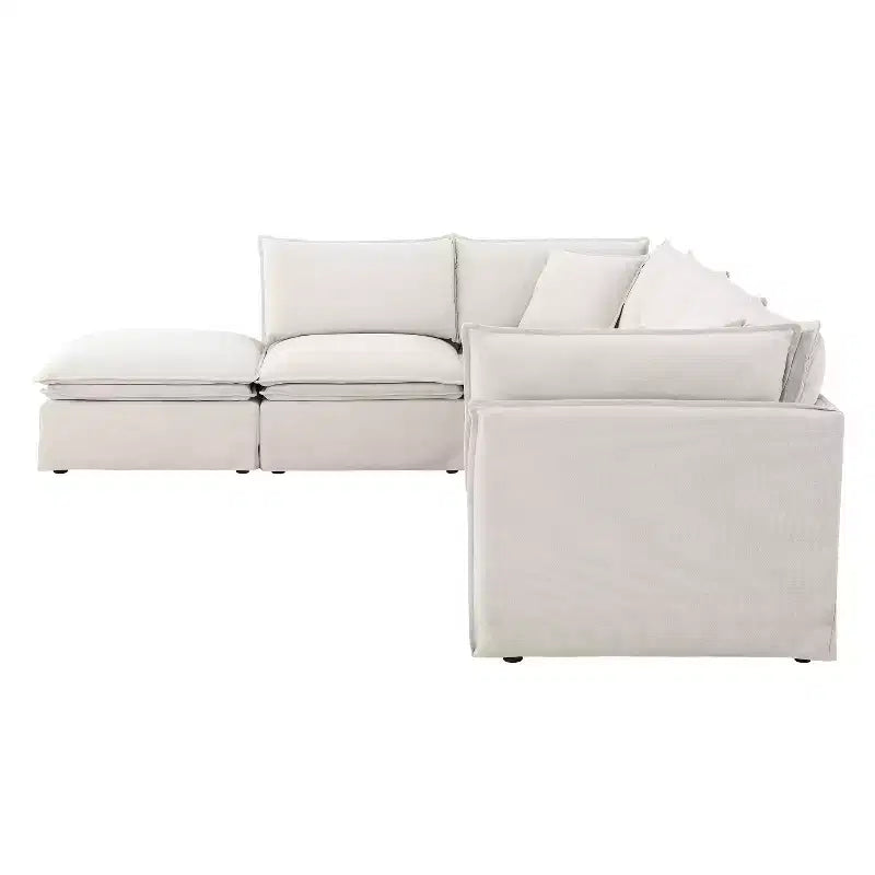Canapé sectionnel modulaire Whisen 125.5 à 6 places avec pouf amovible, assise large, chenille, combinaison libre pour salon ou appartement
